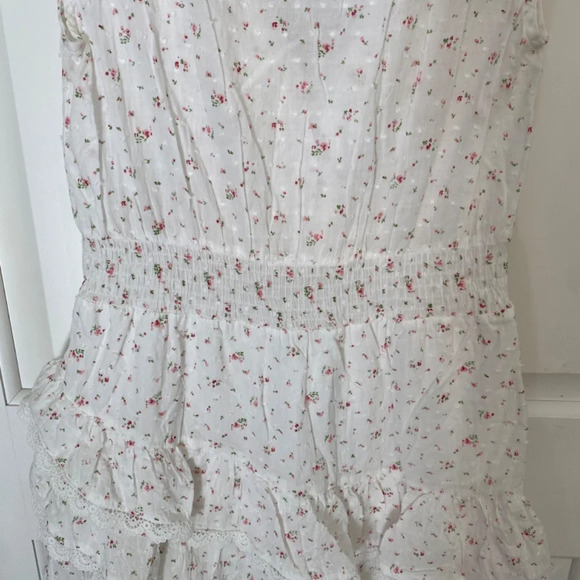 The Shirt Rochelle Behrens White Floral Sleeveless Ruffle Dress, 33789 - Picture 5 of 11